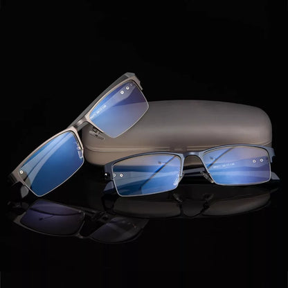 Stylish Blue Blocker Glasses with Slim Metal Frame