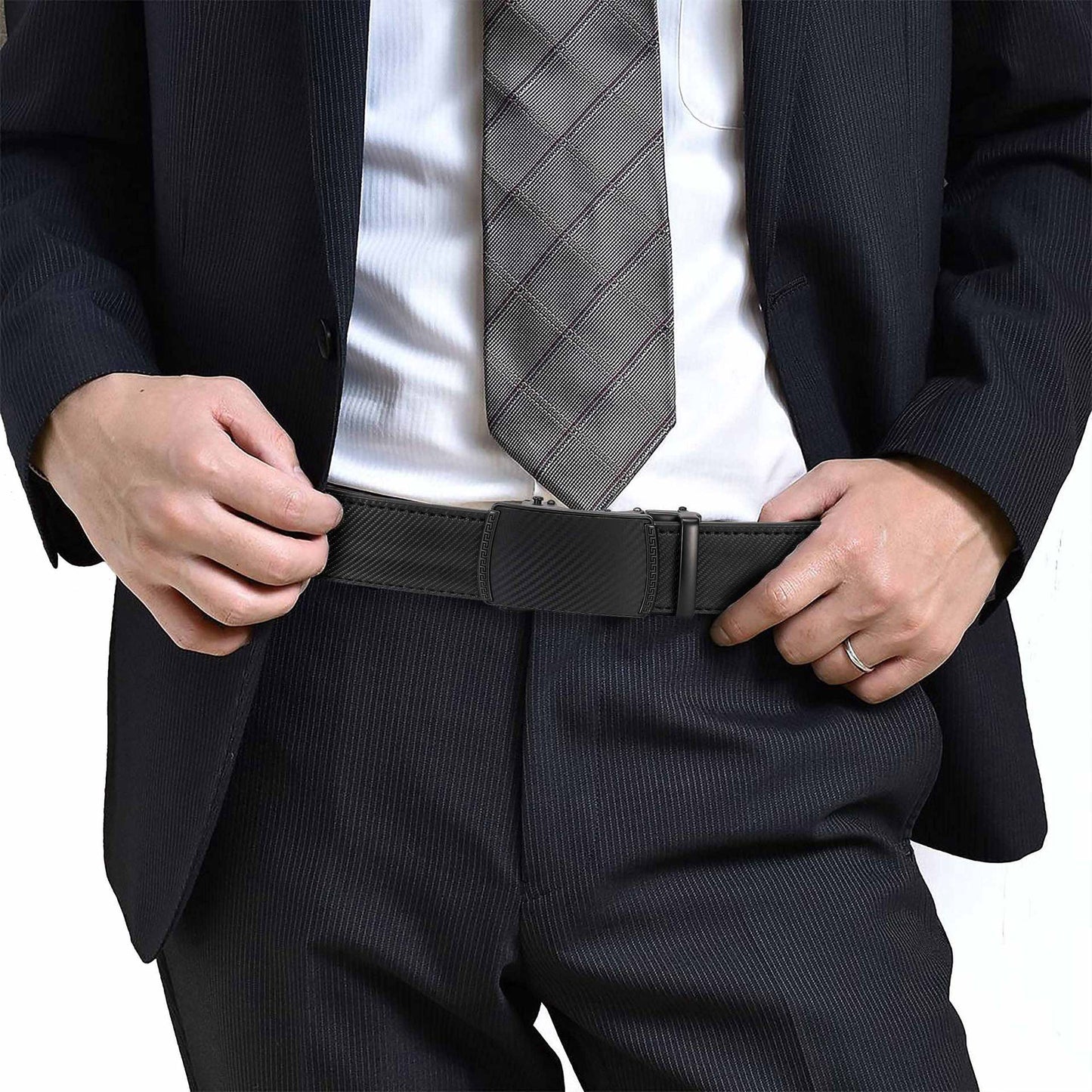 Genuine Leather Adjustable Ratchet Belt for Men