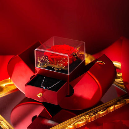 Beautiful Wooden Jewelry Box with Free Necklace