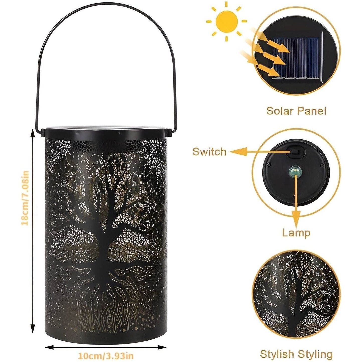 Metal Solar Powered Garden Lantern