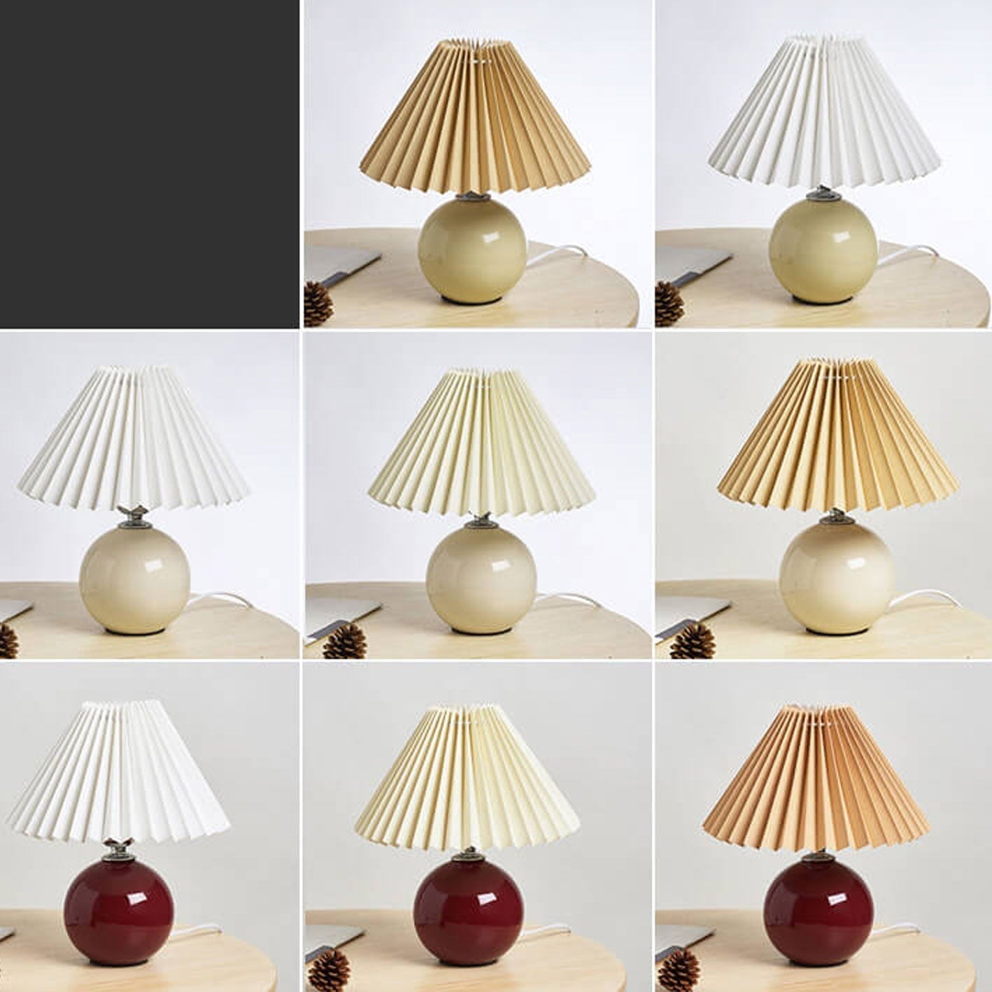 Simple Ceramic Desk Lamp with Folded Shade