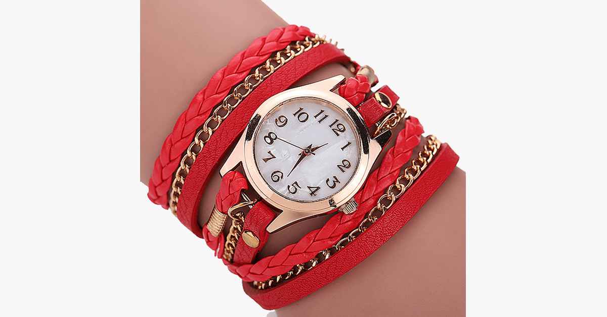 Stylish Gold Quartz Watch with Colorful Straps