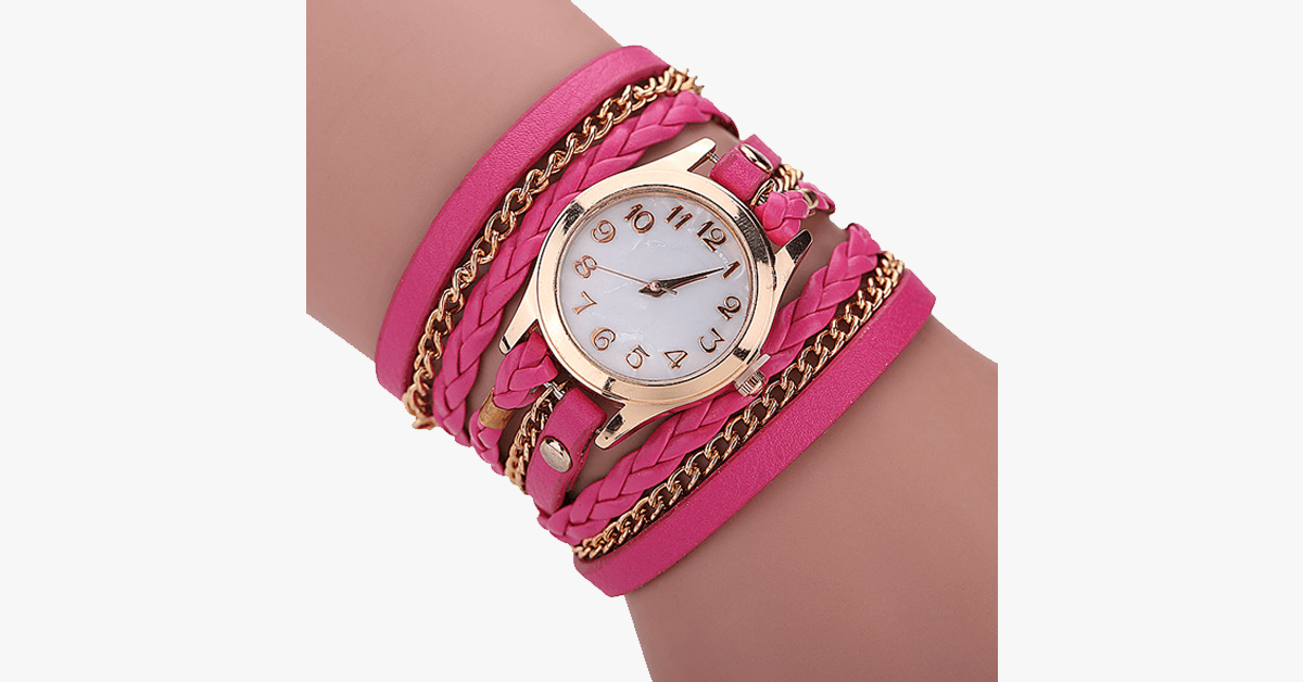 Stylish Gold Quartz Watch with Colorful Straps