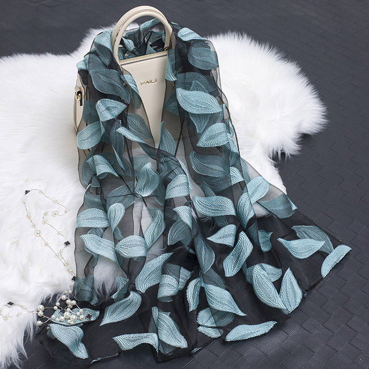 Luxury Silk Scarf with Floral Pattern