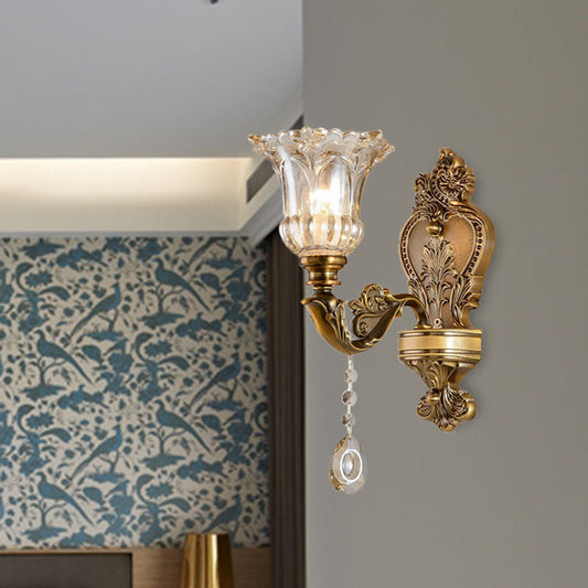 Classic Glass Wall Mount Lamp with Brass Accents - Cofik