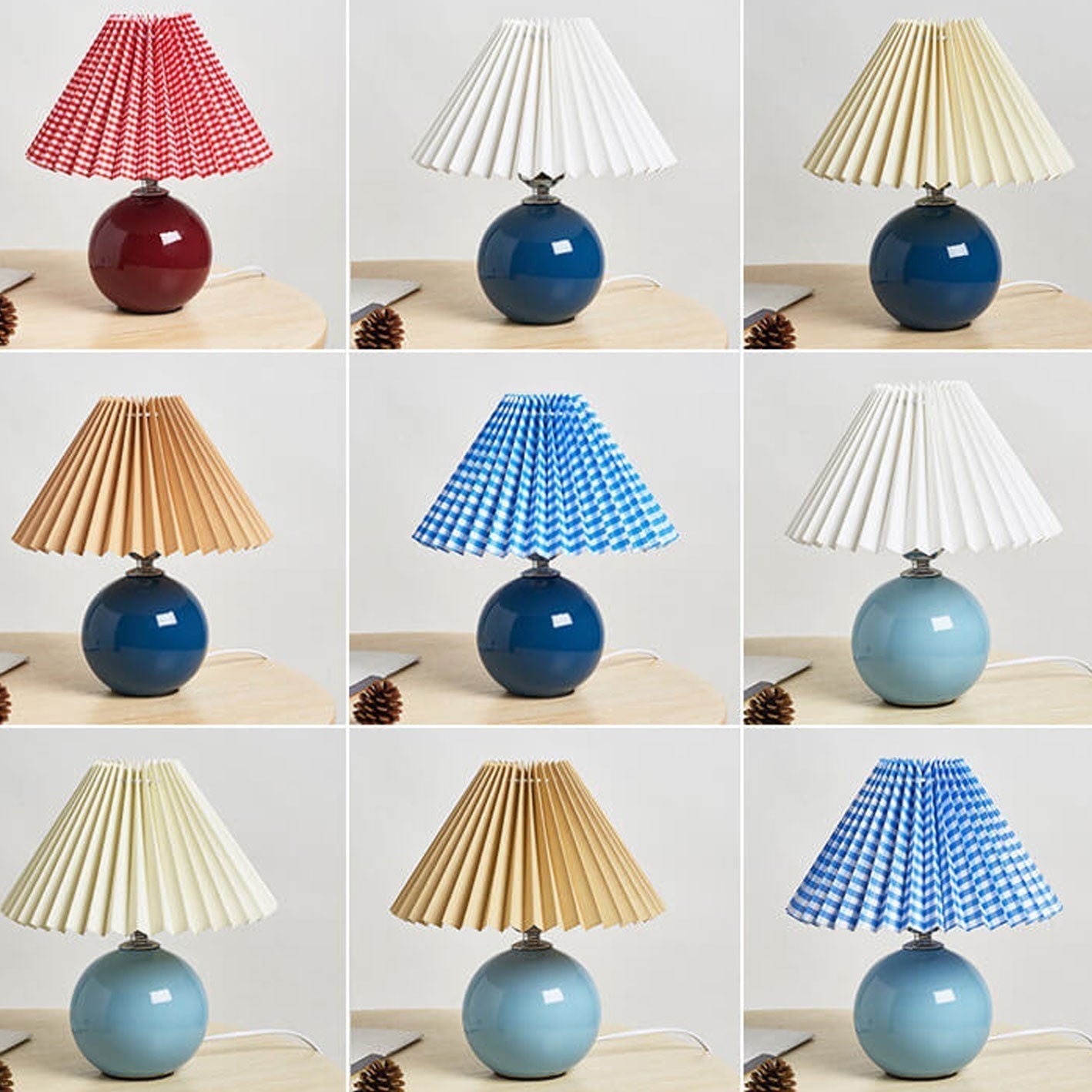 Simple Ceramic Desk Lamp with Folded Shade