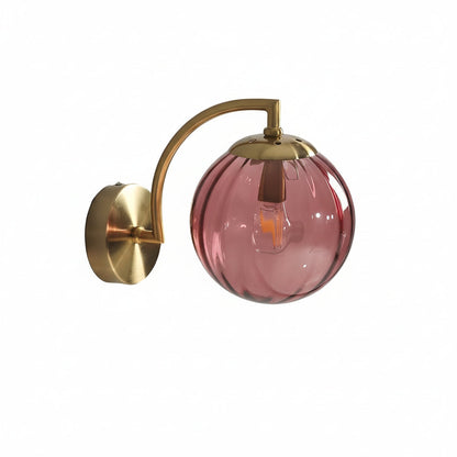 Contemporary LED Wall Light with Curved Arm Glass Shade