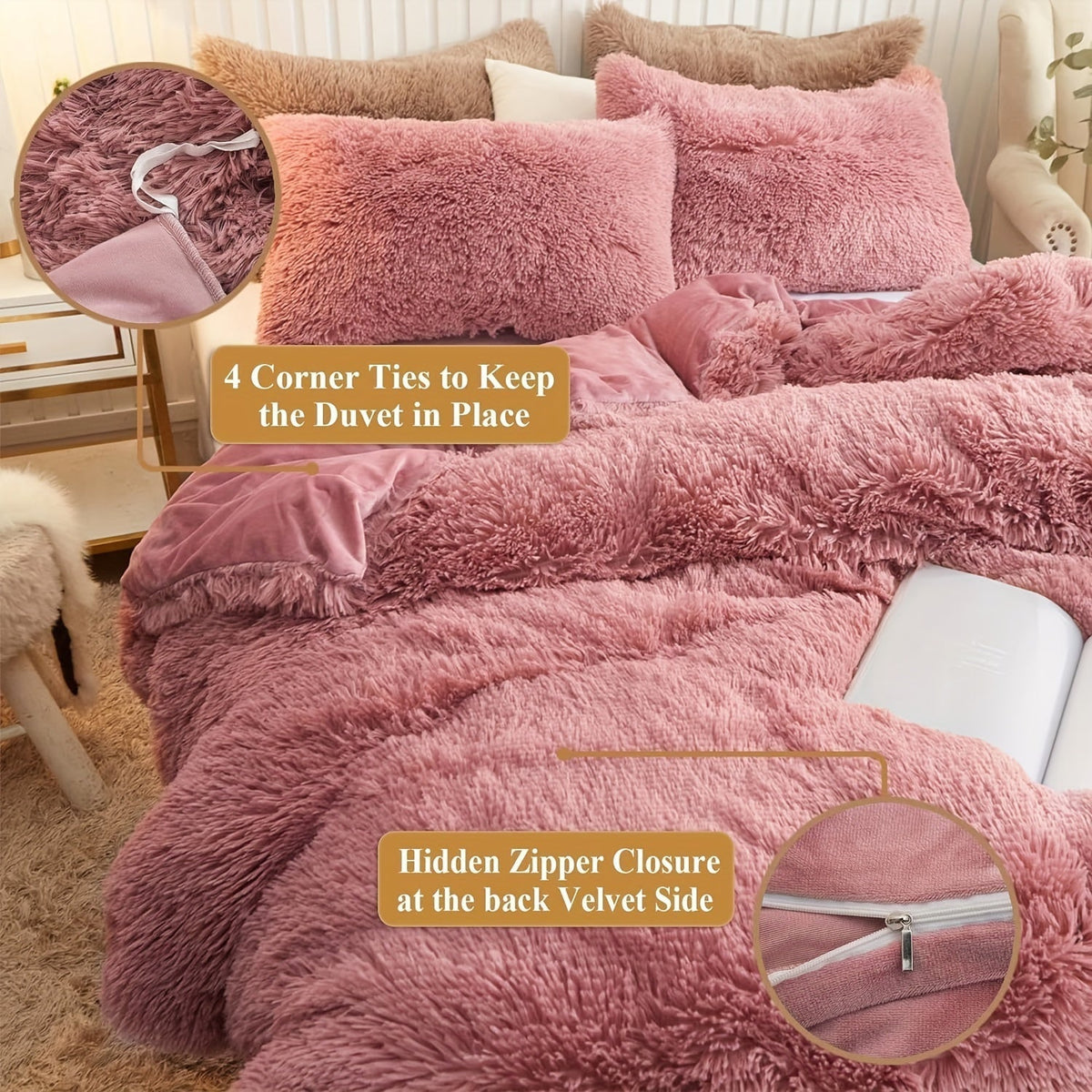 Cozy Fleece Duvet Cover Set with Zipper