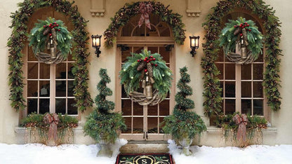 Rustic Christmas Wreath with Pinecones and Bells
