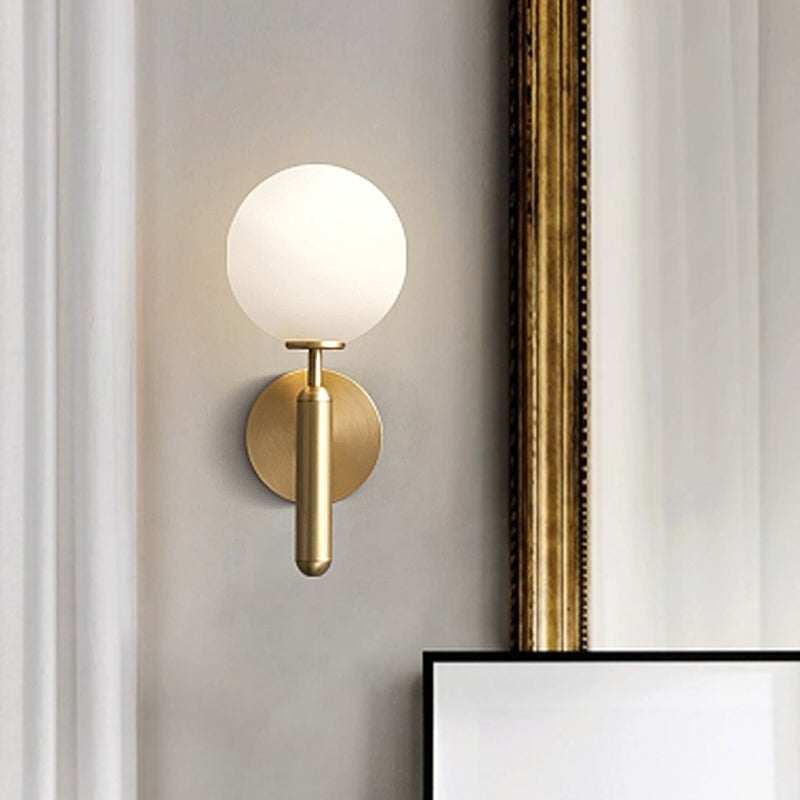 Sleek Brass Wall Light with Glass Shade - Cofik