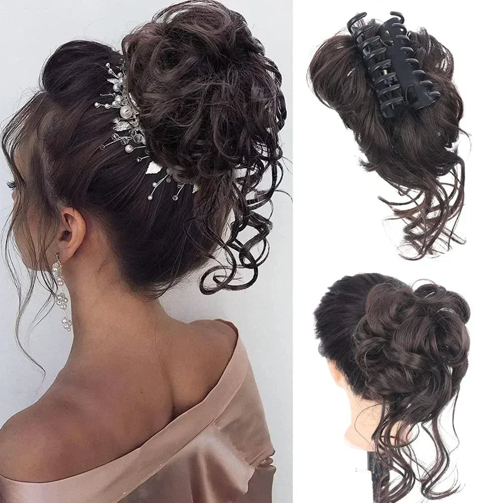 Soft Clip-in Bun for Curly Hair with Extra Volume