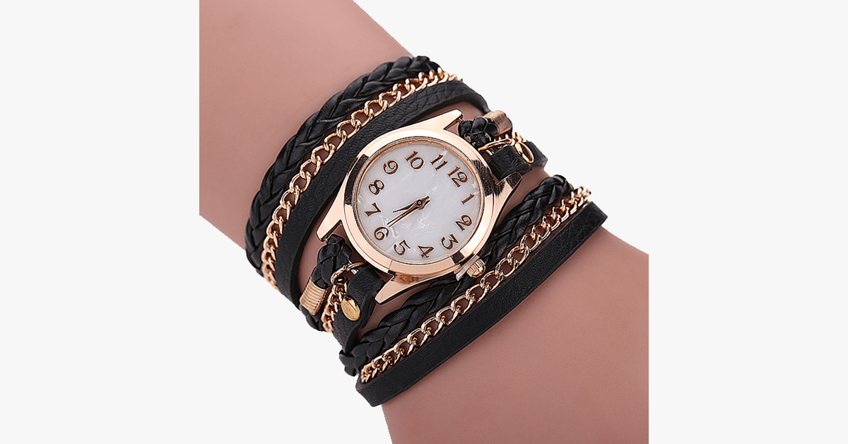 Stylish Gold Quartz Watch with Colorful Straps