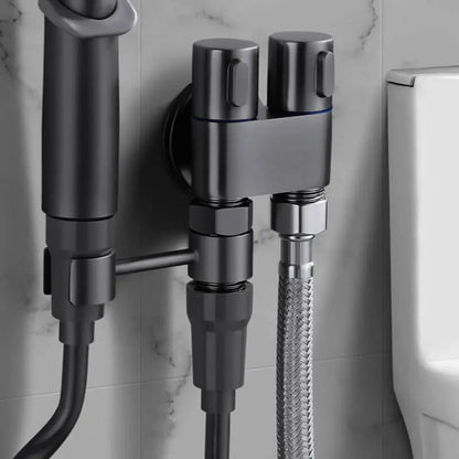 Premium Brass Double Valve in Matte Black Finish