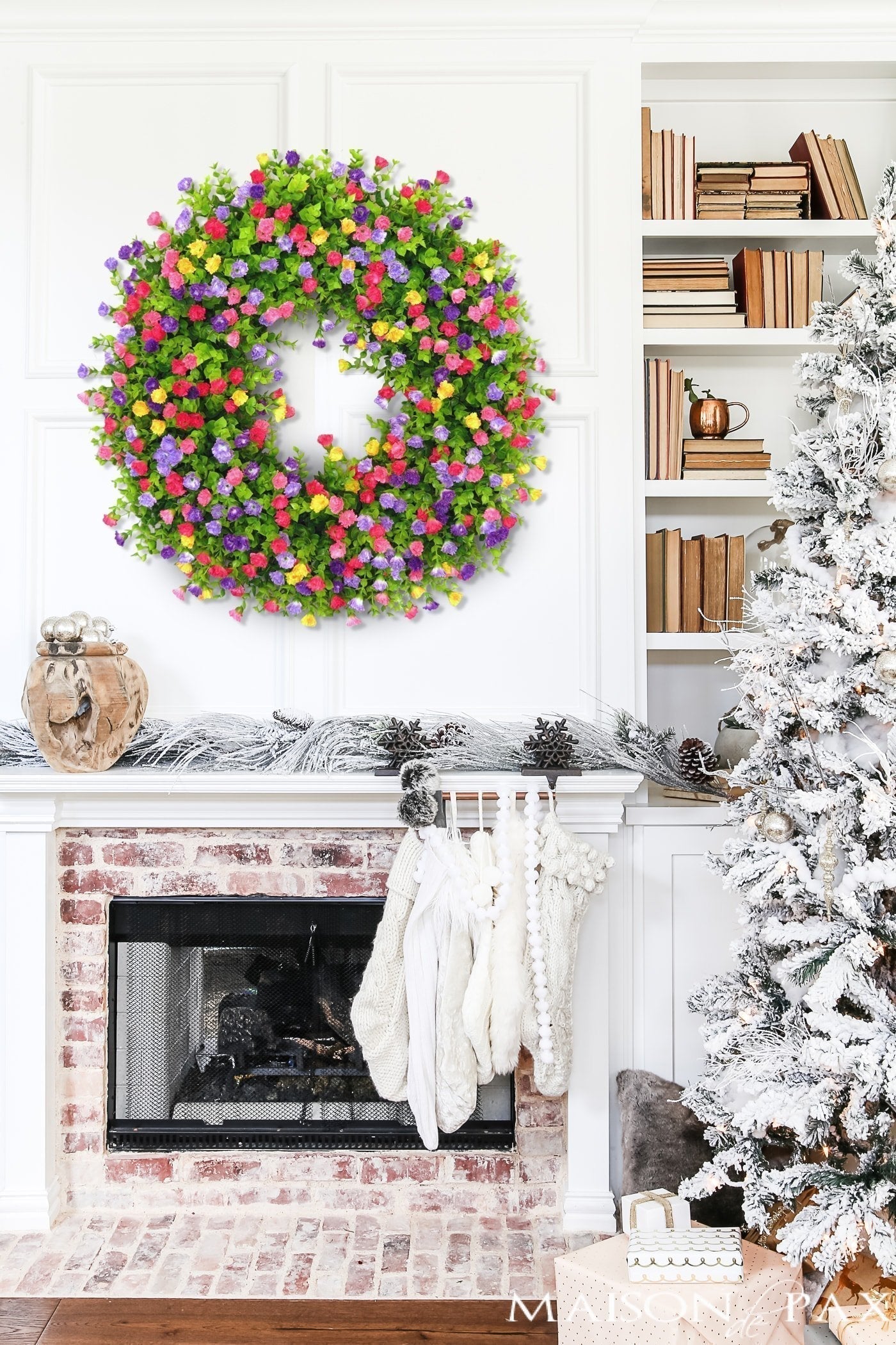 Fresh Floral Spring Wreath for Front Door - Cofik