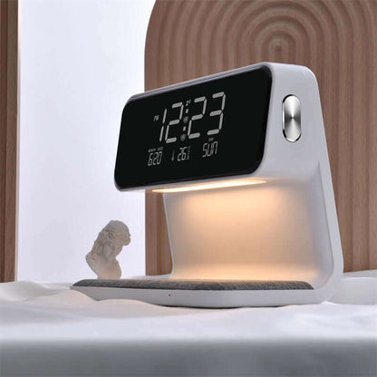 Smart 3-in-1 Bedside Table Lamp with Wireless Charger and Clock