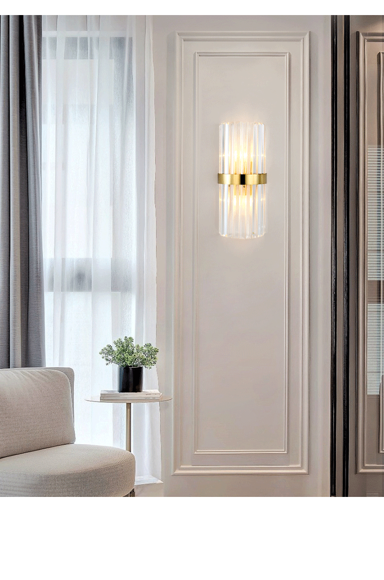 Luxury Gold 2-Light Crystal Wall SconceFixture - Cofik