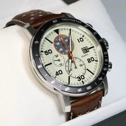 Stylish Mens Quartz Watch with Multiple Time Zones