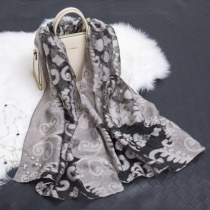 Luxury Silk Scarf with Floral Pattern