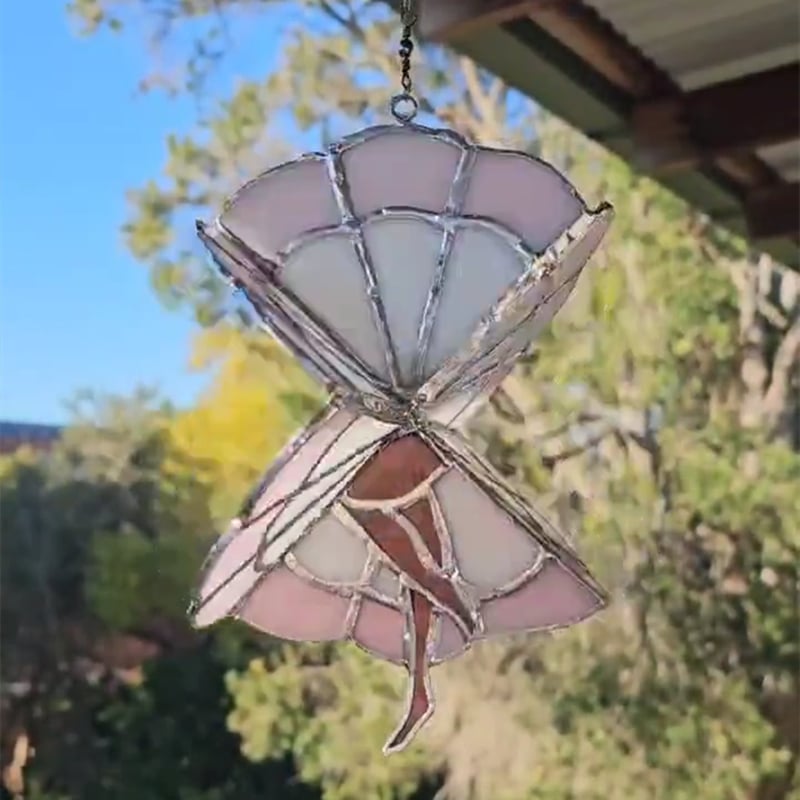 Colorful Female Dancer Glass Desk Spinner