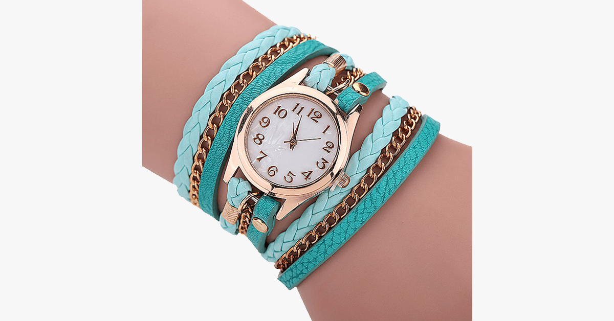 Stylish Gold Quartz Watch with Colorful Straps