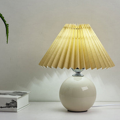 Simple Ceramic Desk Lamp with Folded Shade
