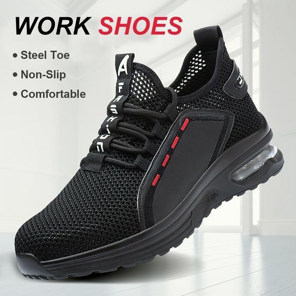 Lightweight Steel Toe Work Boots with Slip Resistant Soles - Cofik
