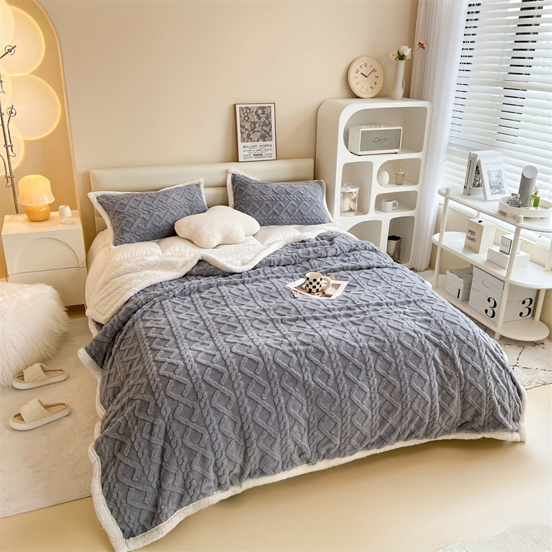 Warm Plush Reversible Fleece Throw Blanket