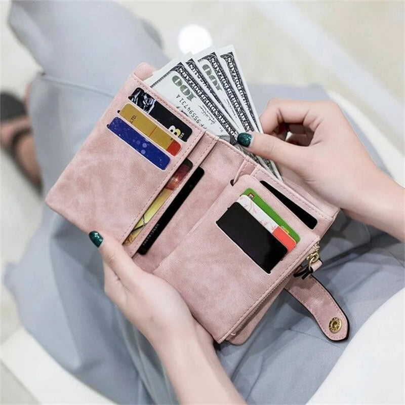 Compact Ladies Leather Tri Fold Wallet
