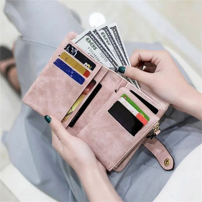 Compact Ladies Leather Tri Fold Wallet