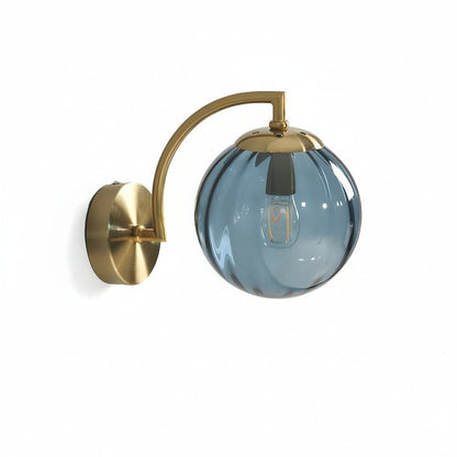 Contemporary LED Wall Light with Curved Arm Glass Shade