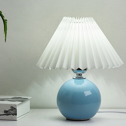 Simple Ceramic Desk Lamp with Folded Shade