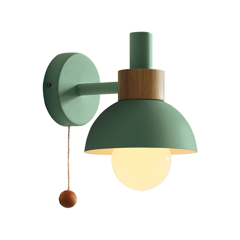 Vintage Glass Wall Lamp with Metal Shade