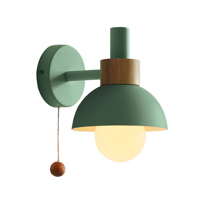 Vintage Glass Wall Lamp with Metal Shade