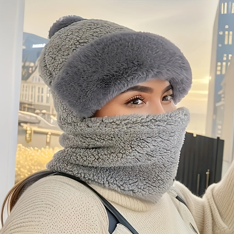 Cozy Beanie and Scarf Set with Soft Fleece Lining