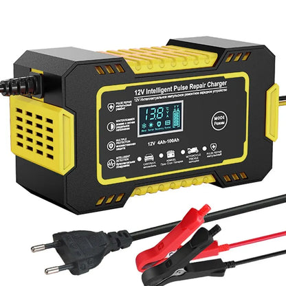 Compact 12V 6A Auto Battery Charger with LCD Display - Cofik