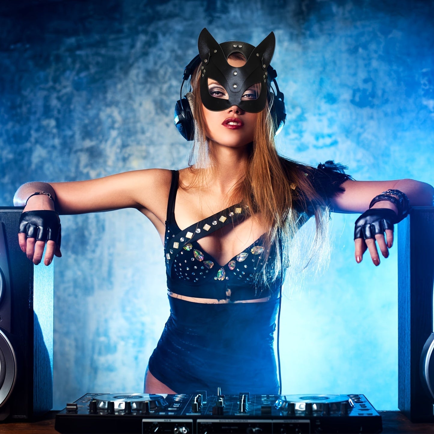 Spooky Cat Mask Gloves for Women