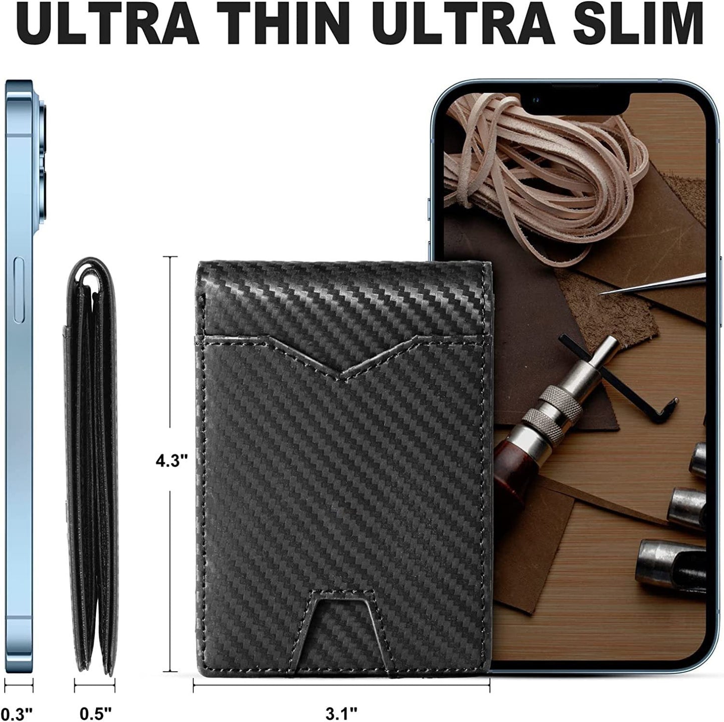 Thin Leather Mens Wallet with RFID Blocking