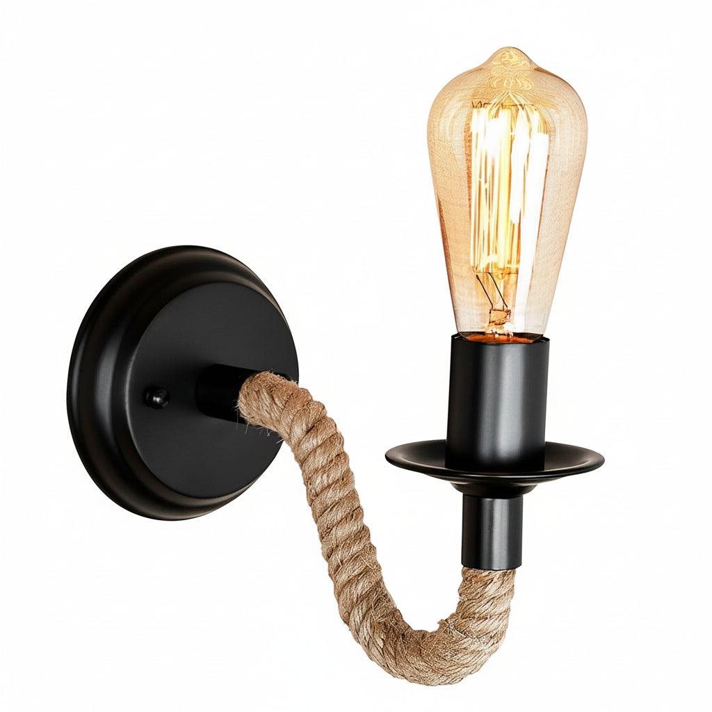 Rustic Metal Wall Light – Vintage Braided Iron Sconce