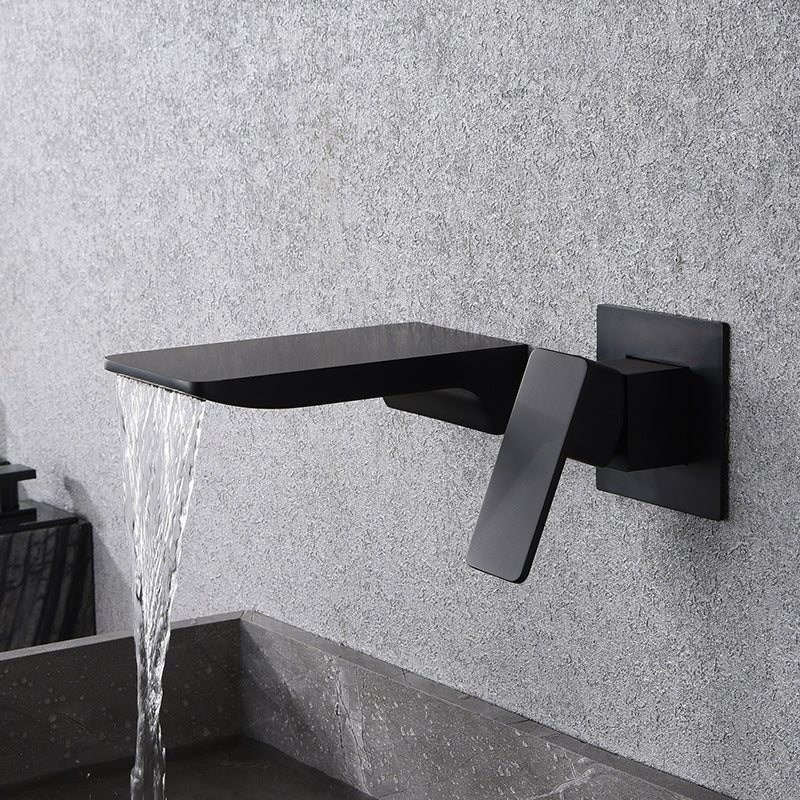 Modern Copper Waterfall Faucet Black Sink Mixer Tap - Cofik