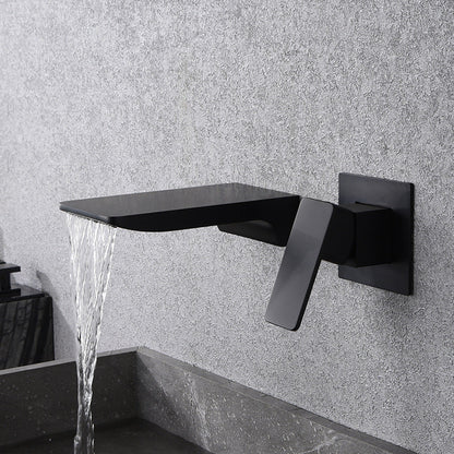 Modern Copper Waterfall Faucet Black Sink Mixer Tap - Cofik