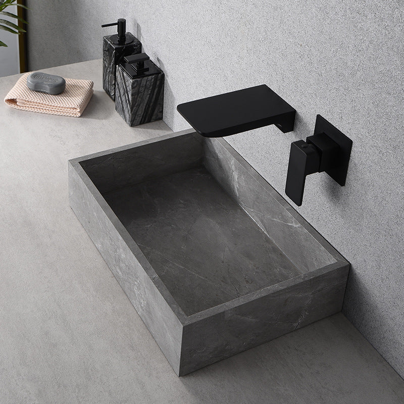 Modern Copper Waterfall Faucet Black Sink Mixer Tap