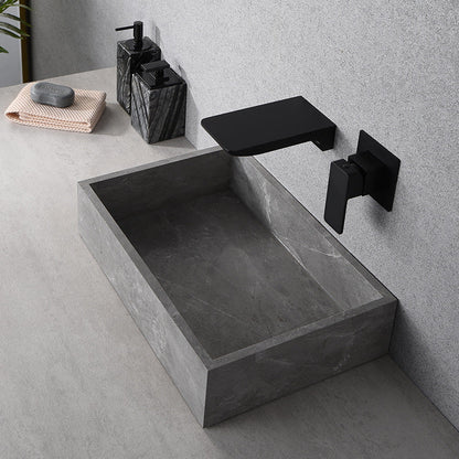 Modern Copper Waterfall Faucet Black Sink Mixer Tap