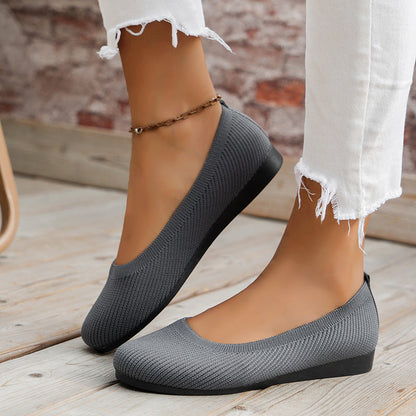 Comfortable Round Toe Bean Flats - Cofik