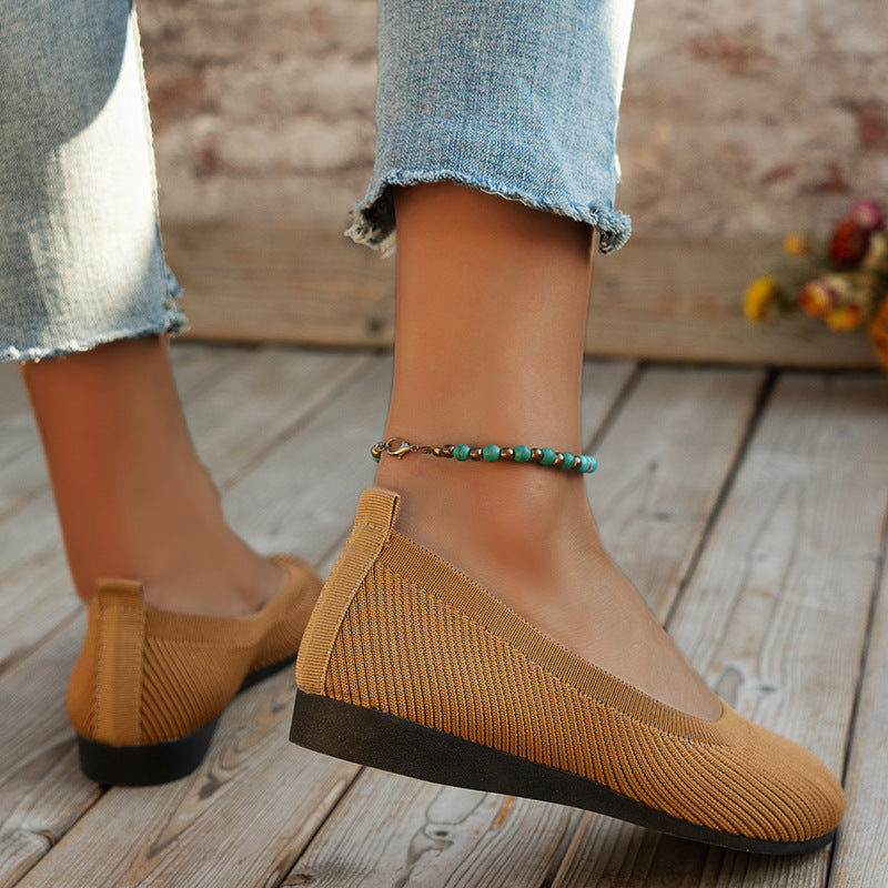 Comfortable Round Toe Bean Flats