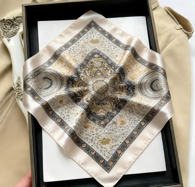 Vintage Inspired Faux Silk Korean Scarf
