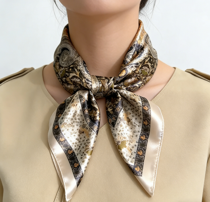 Vintage Inspired Faux Silk Korean Scarf - Cofik