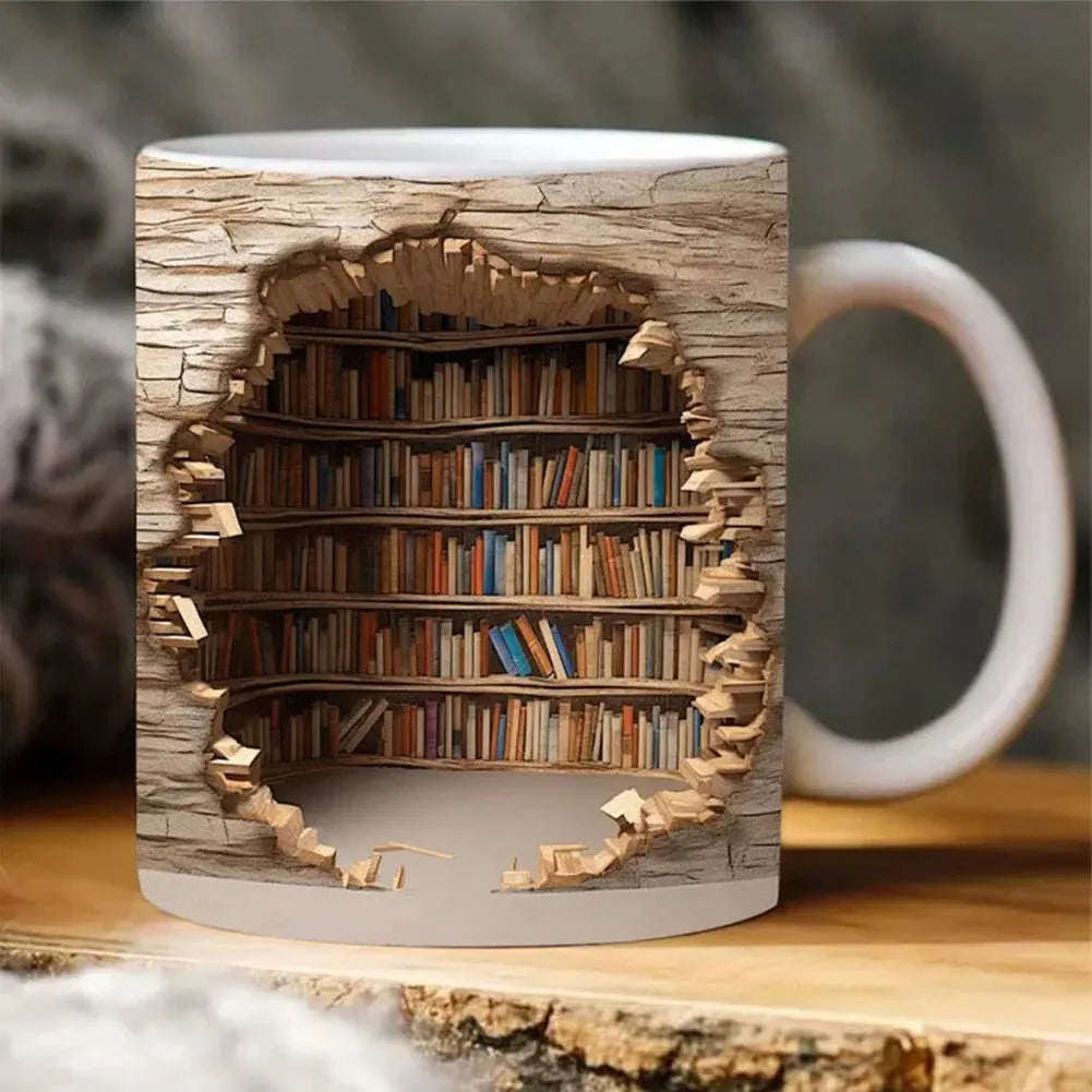 Unique Book Lover 3D Ceramic Coffee Mug - Cofik