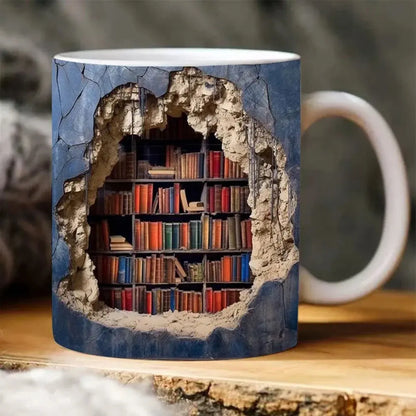 Unique Book Lover 3D Ceramic Coffee Mug