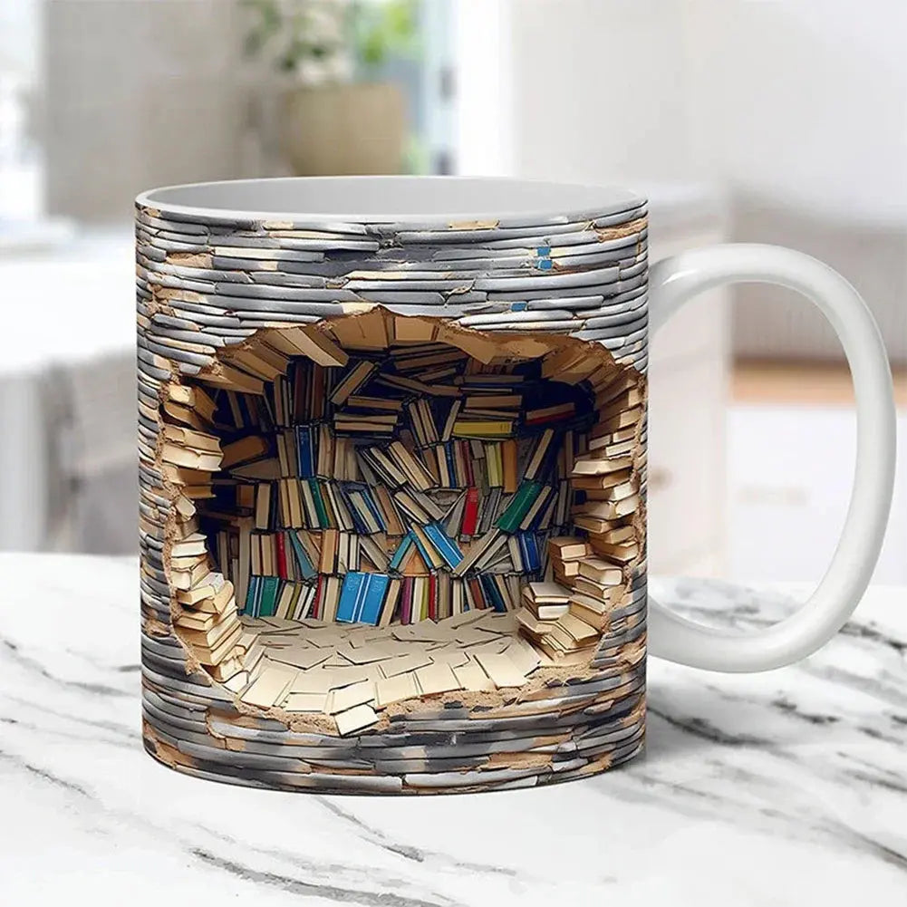 Unique Book Lover 3D Ceramic Coffee Mug