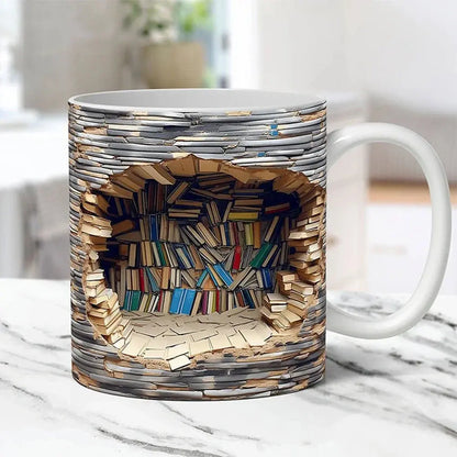 Unique Book Lover 3D Ceramic Coffee Mug